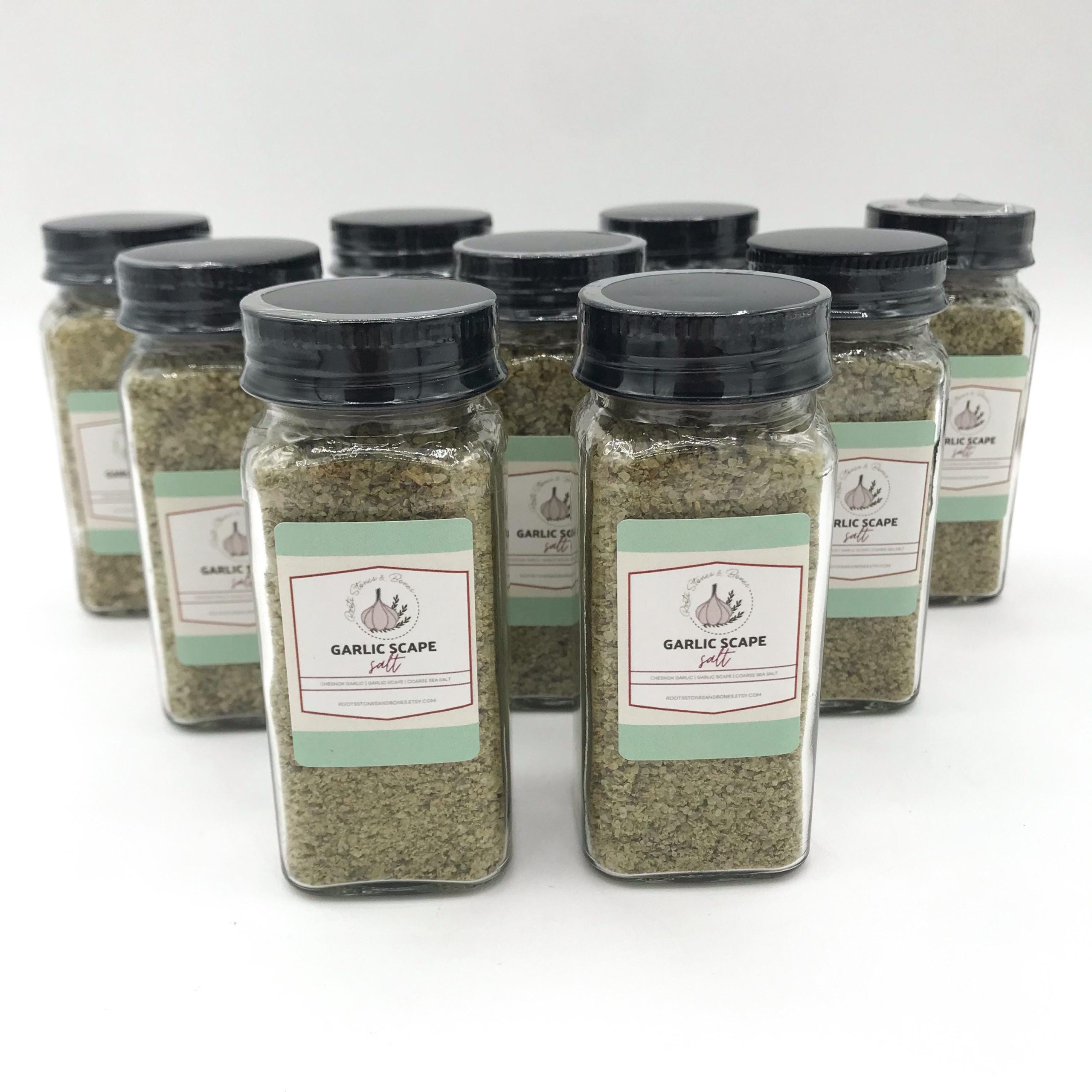 Garlic Scape Salt, Coarse Grind, Gourmet Seasoning, 4oz Jar
